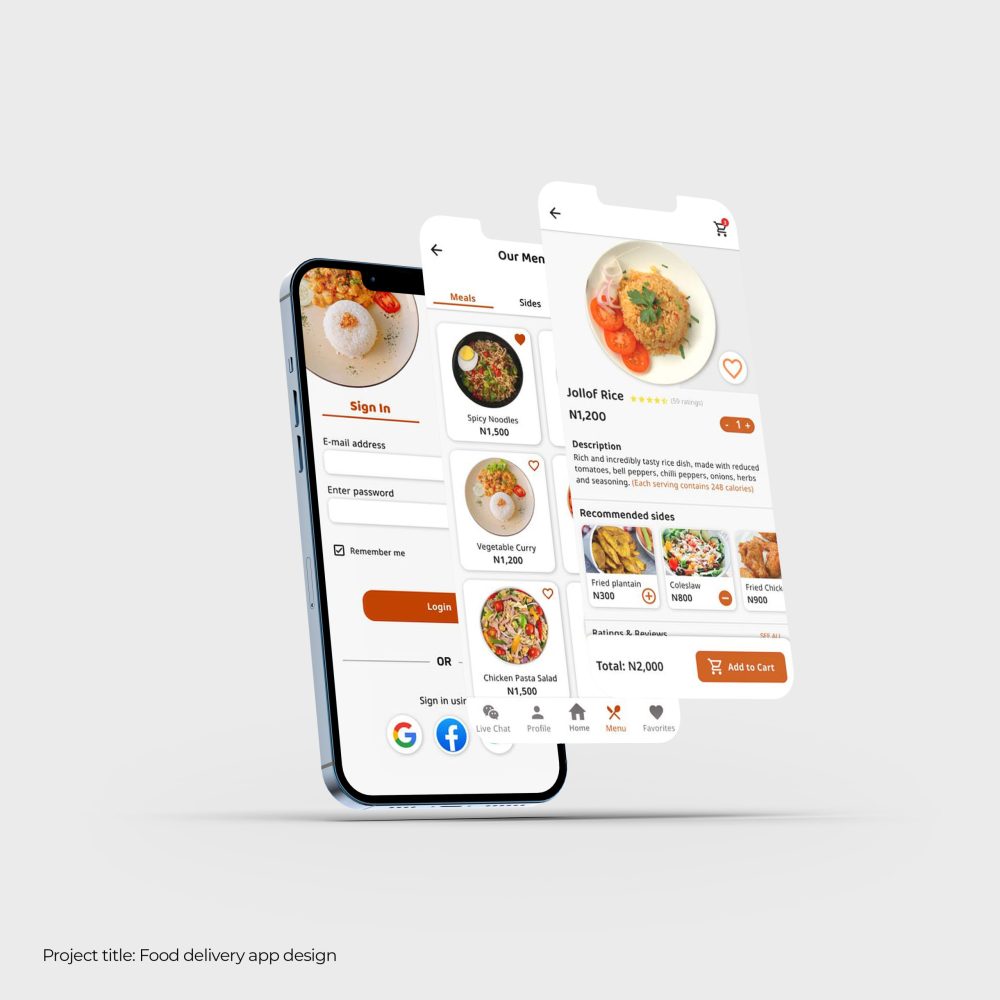 Food delivery app design